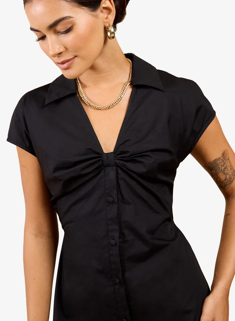 Little Mistress  Black Gather Midi Dress for Women | Best Price UAE